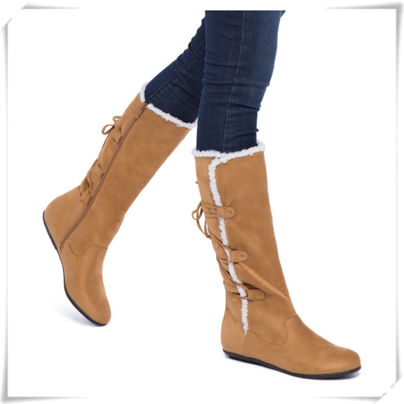 wide calf shearling boots